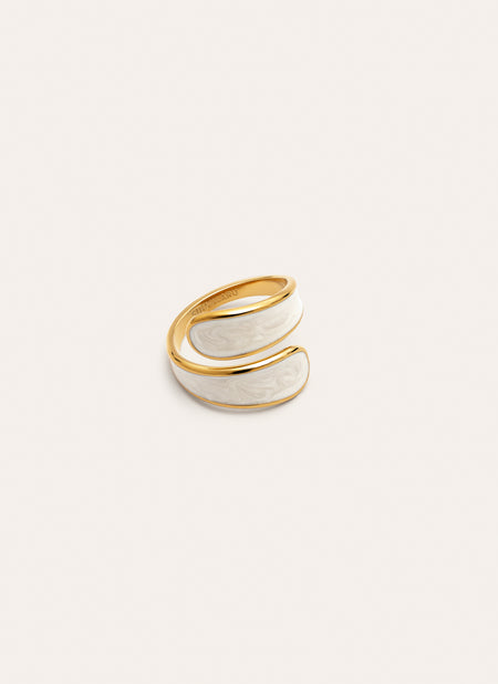 Anillo Abbraccio White Acero Baño Oro
