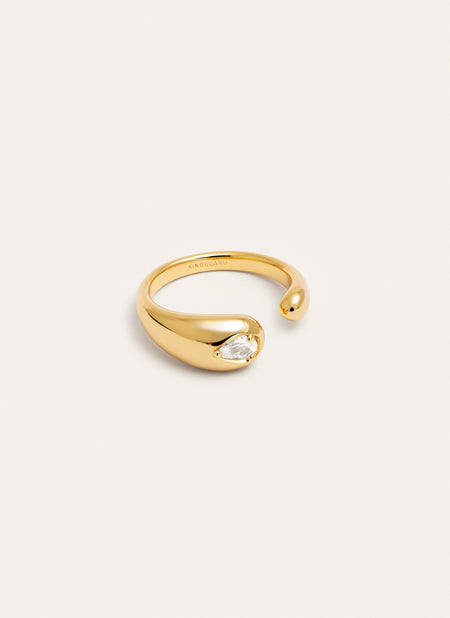 Anillo Doble Gota Spark Baño Oro