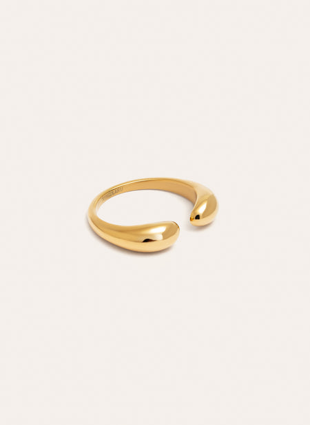 Anillo Doble Gota Acero Baño Oro
