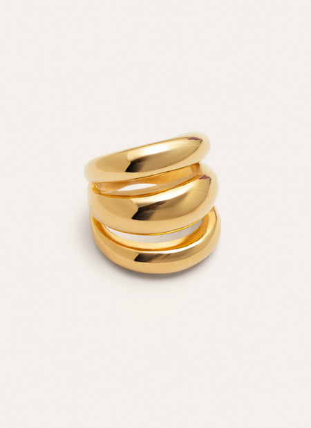 Anillo Dune Aire Acero Baño Oro