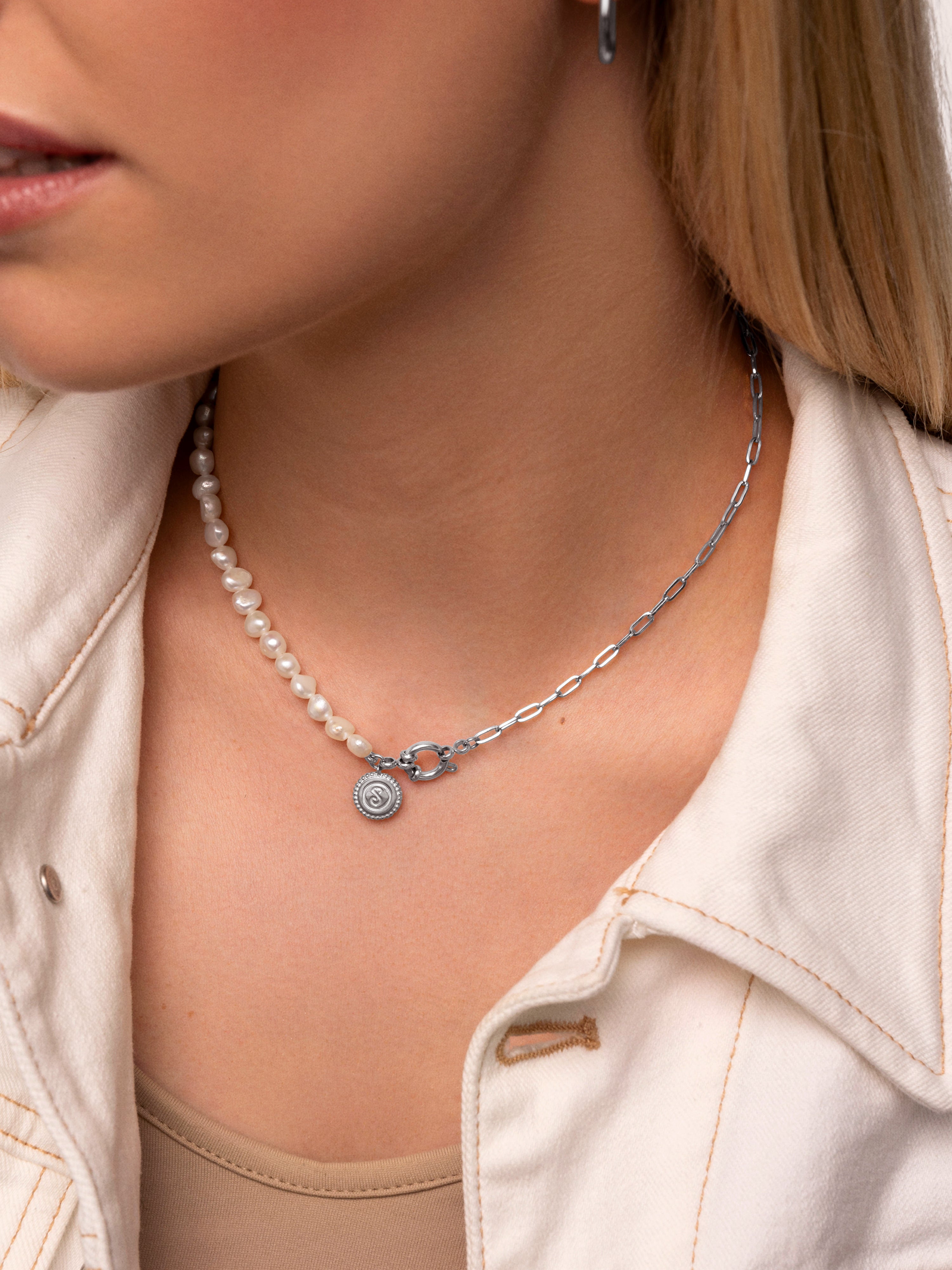 Collar Chic Pearl Acero
