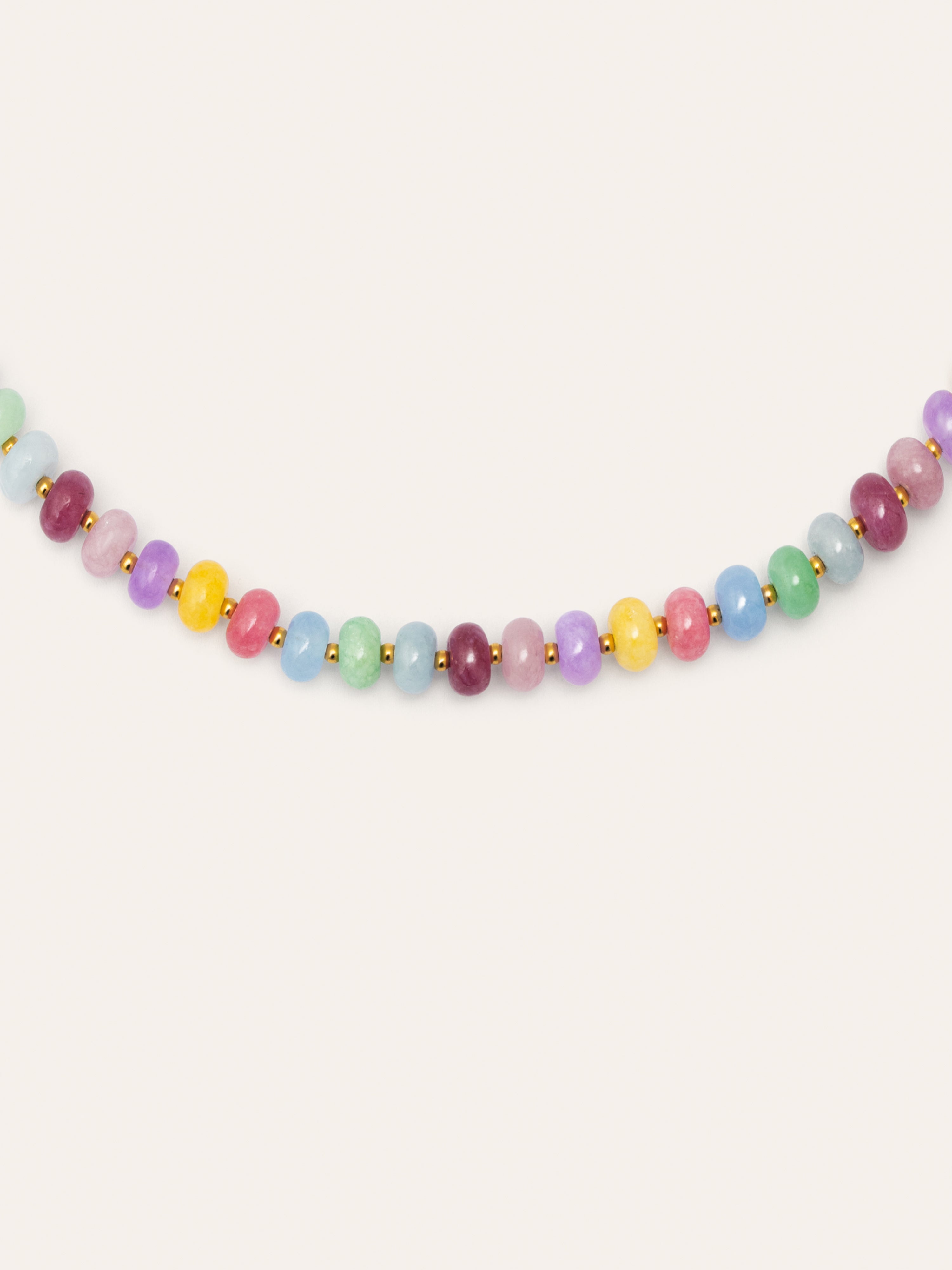 Collar Color Stones Acero Baño Oro