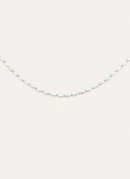 Collar Pompeya Turquesa Acero Baño Oro