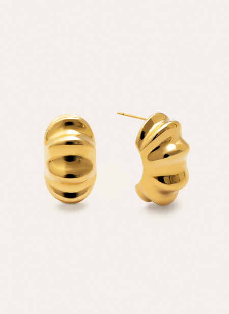 Pendientes Aro Puff Acero Baño Oro