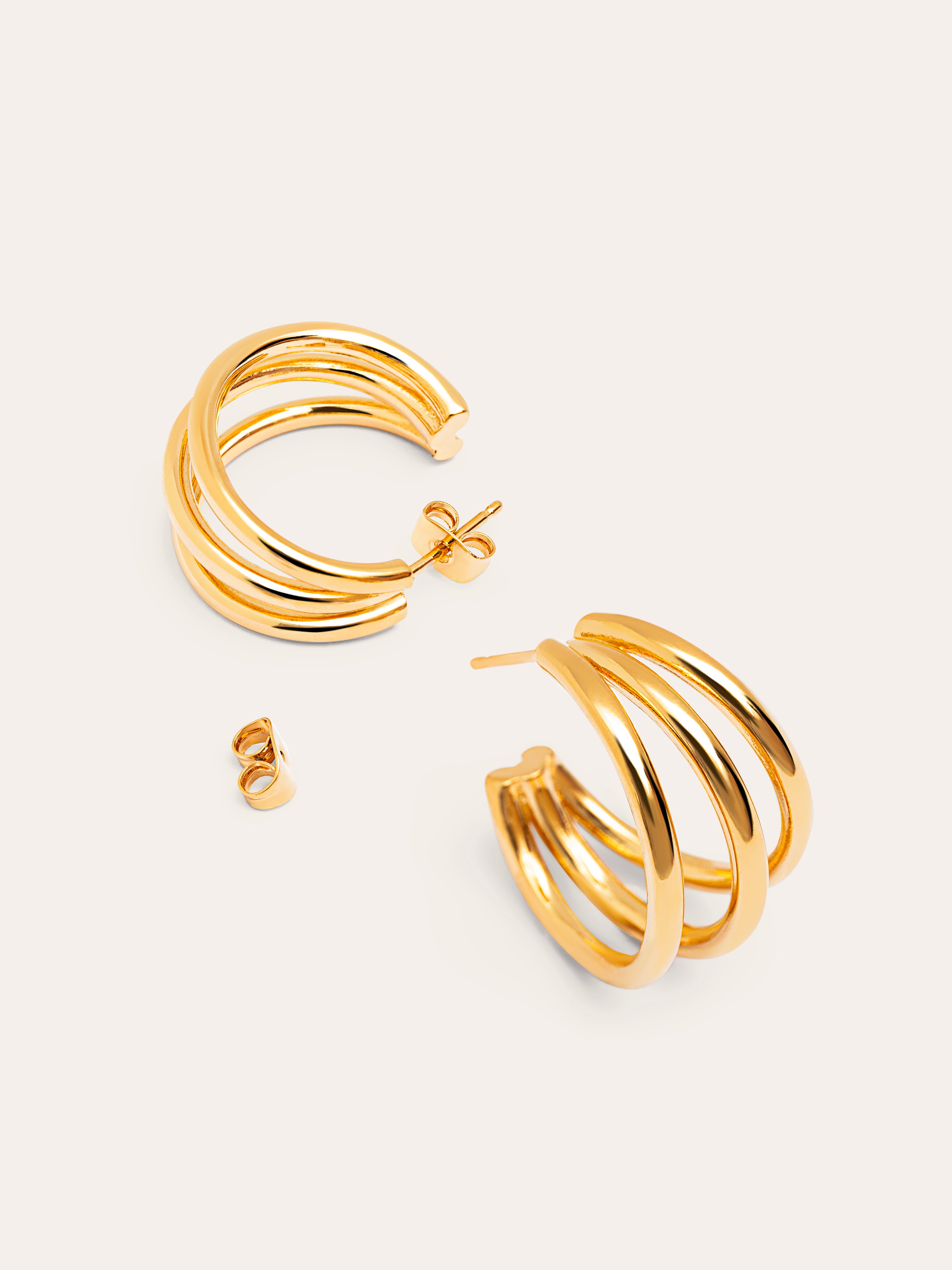 Pendientes Aro Triple Baño Oro