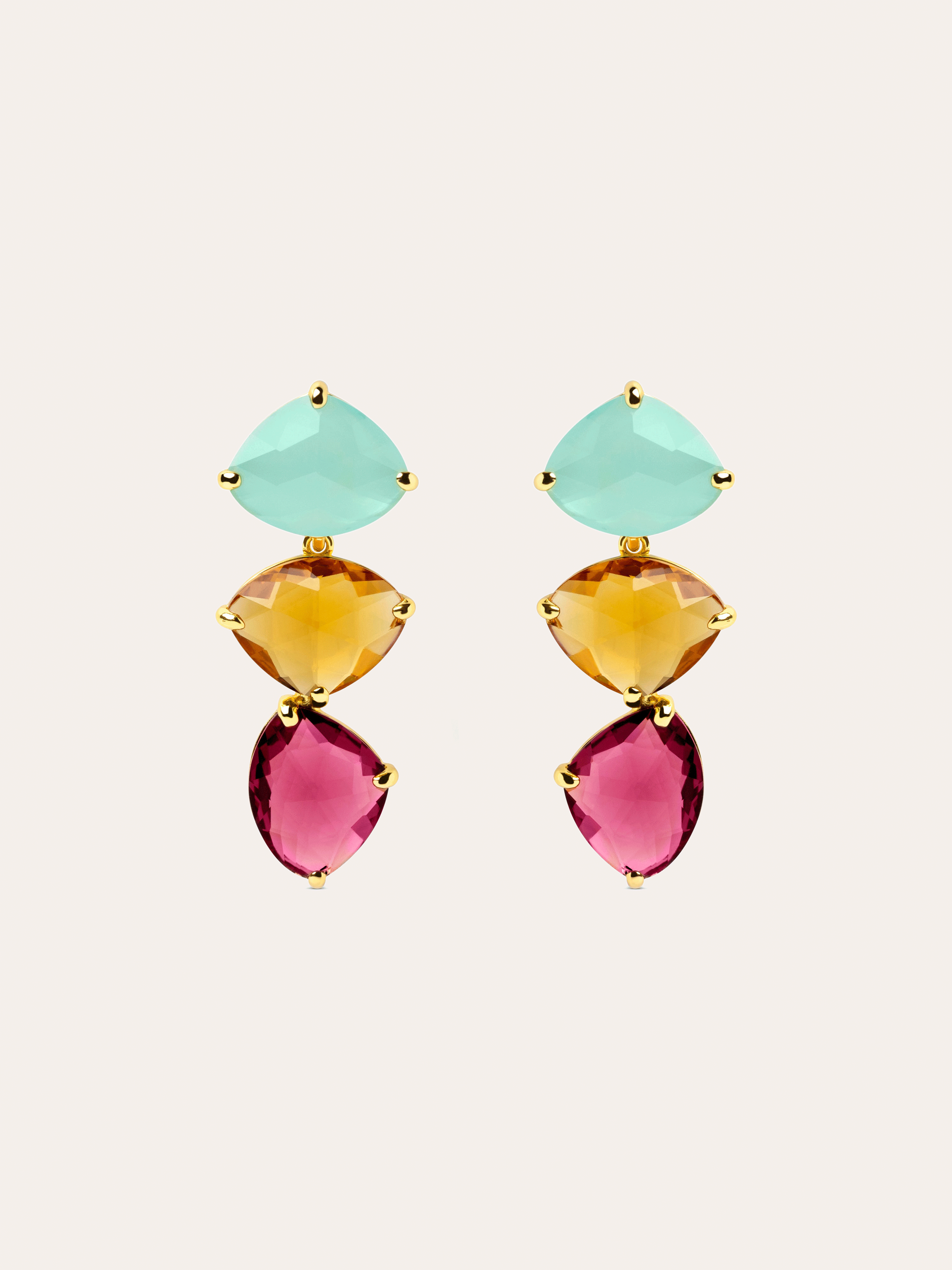 Pendientes Drop Narciso Plata Baño Oro