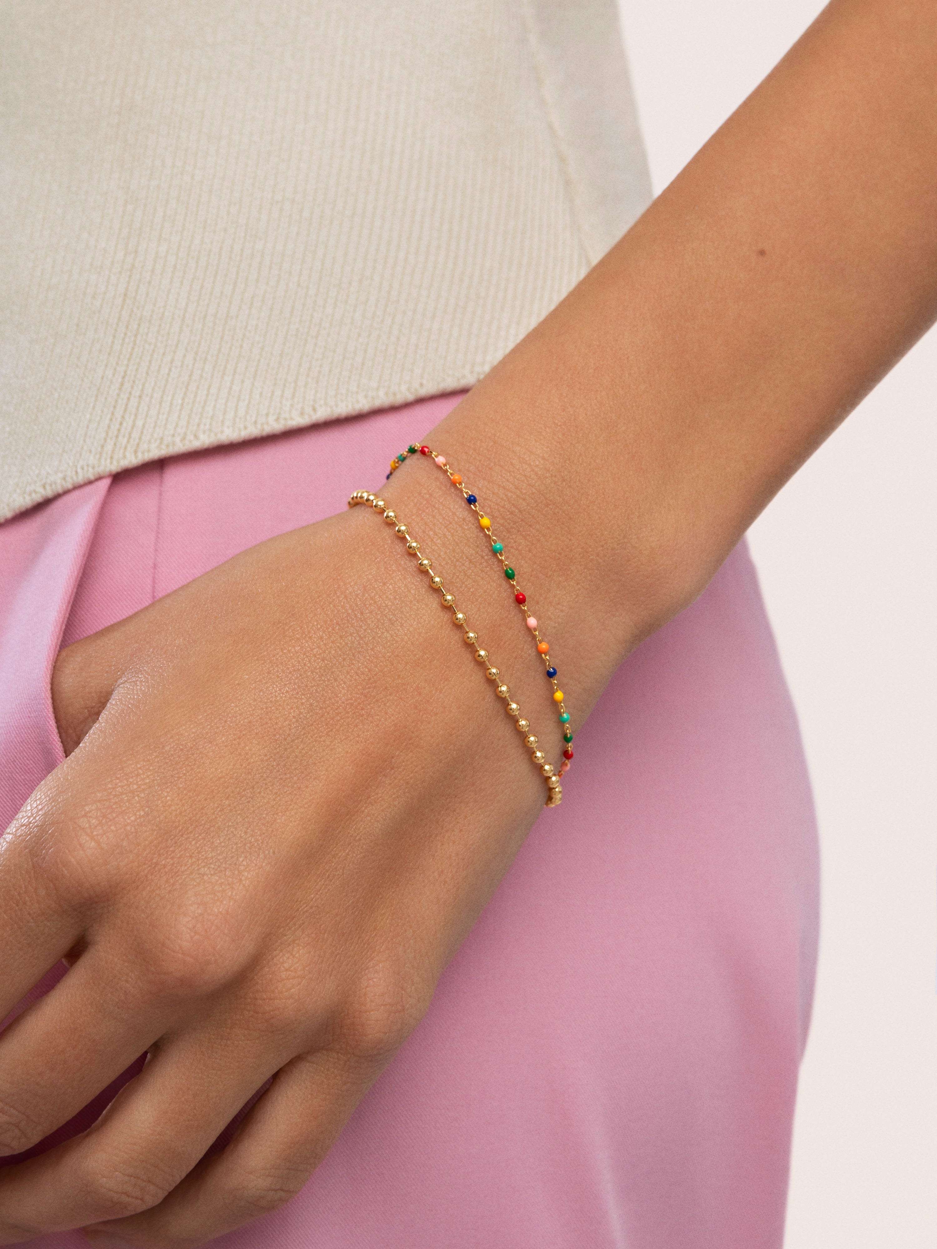 Pulsera Dots Colors Enamel Plata Baño Oro