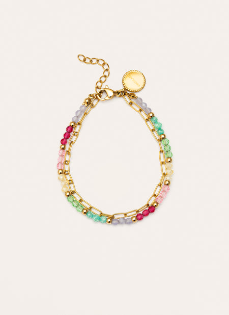 Pulsera Dye Dots Pastel Acero Baño Oro