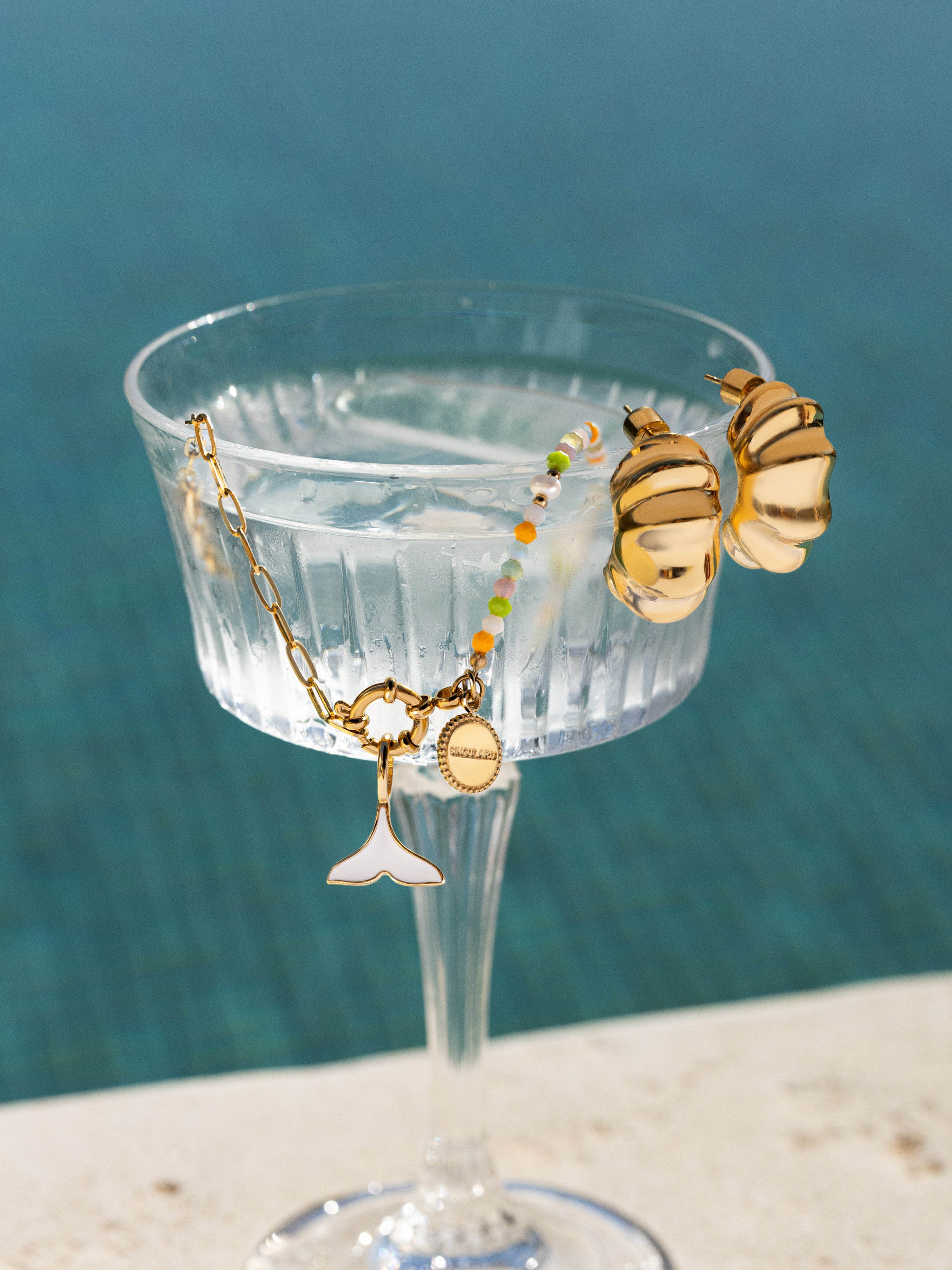 Pendientes Aro Puff Acero Baño Oro