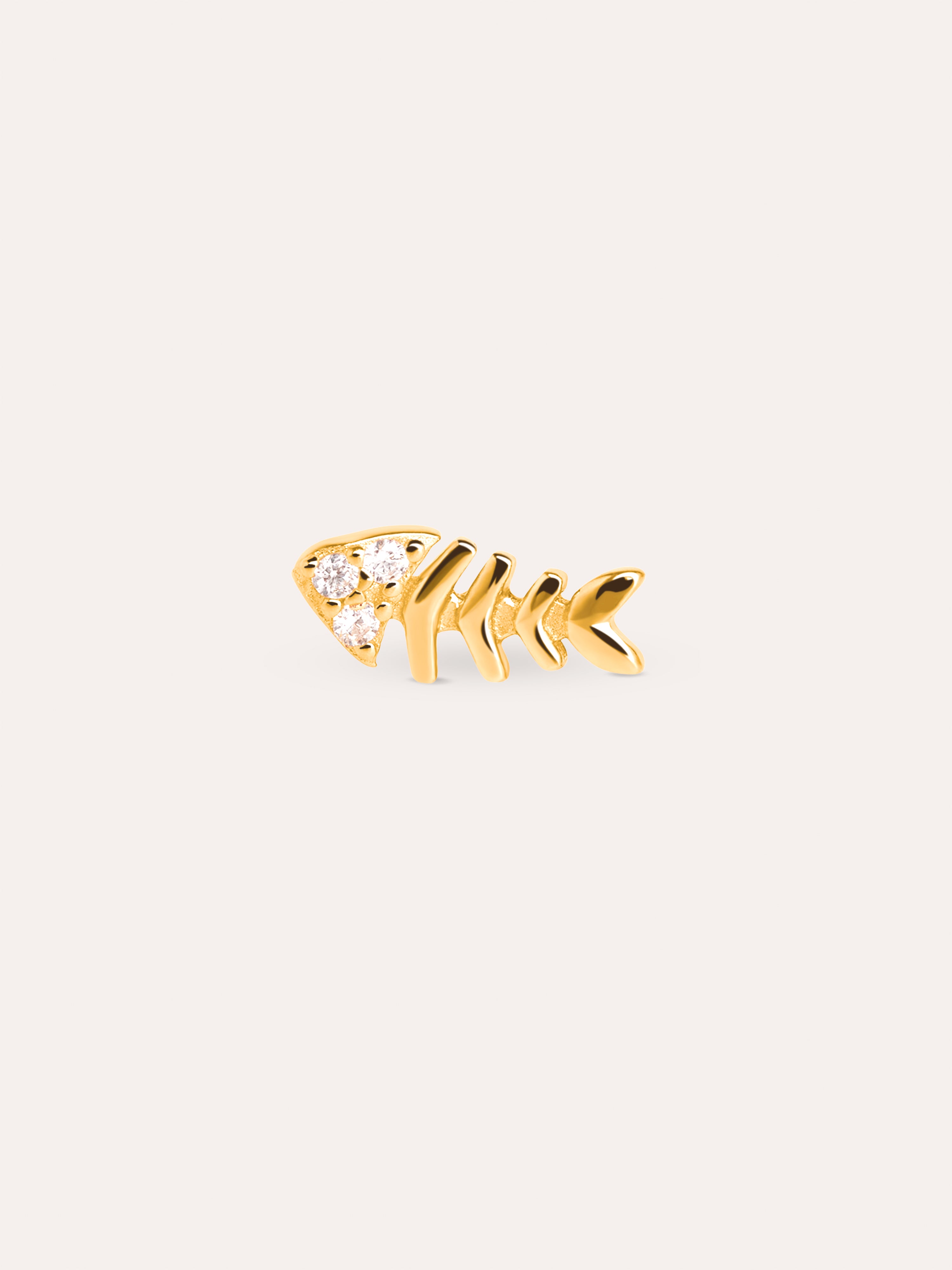 Pendiente Suelto Fishbone Spark Plata Baño Oro