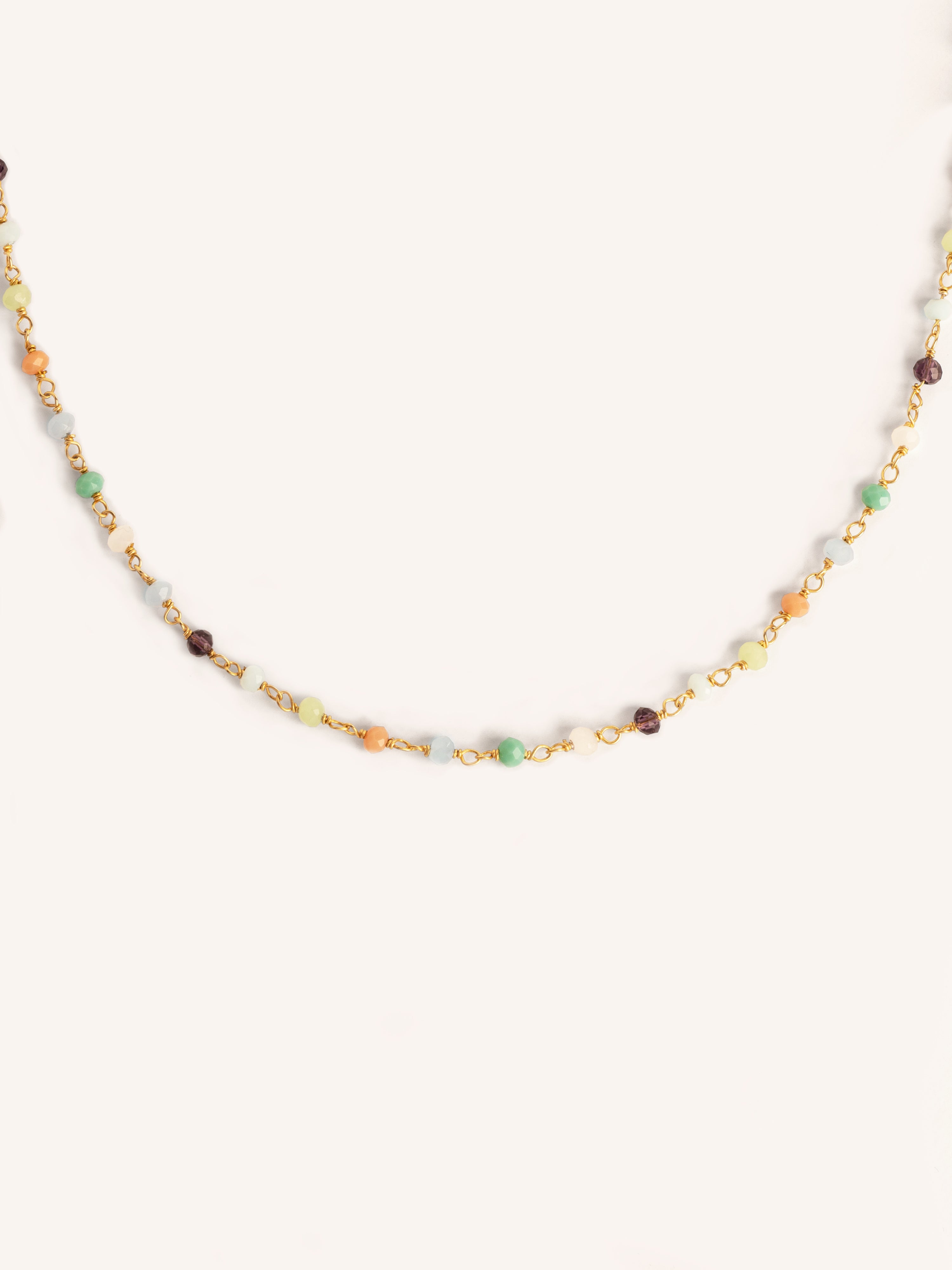 Collar Crystals Colors Plata Baño Oro