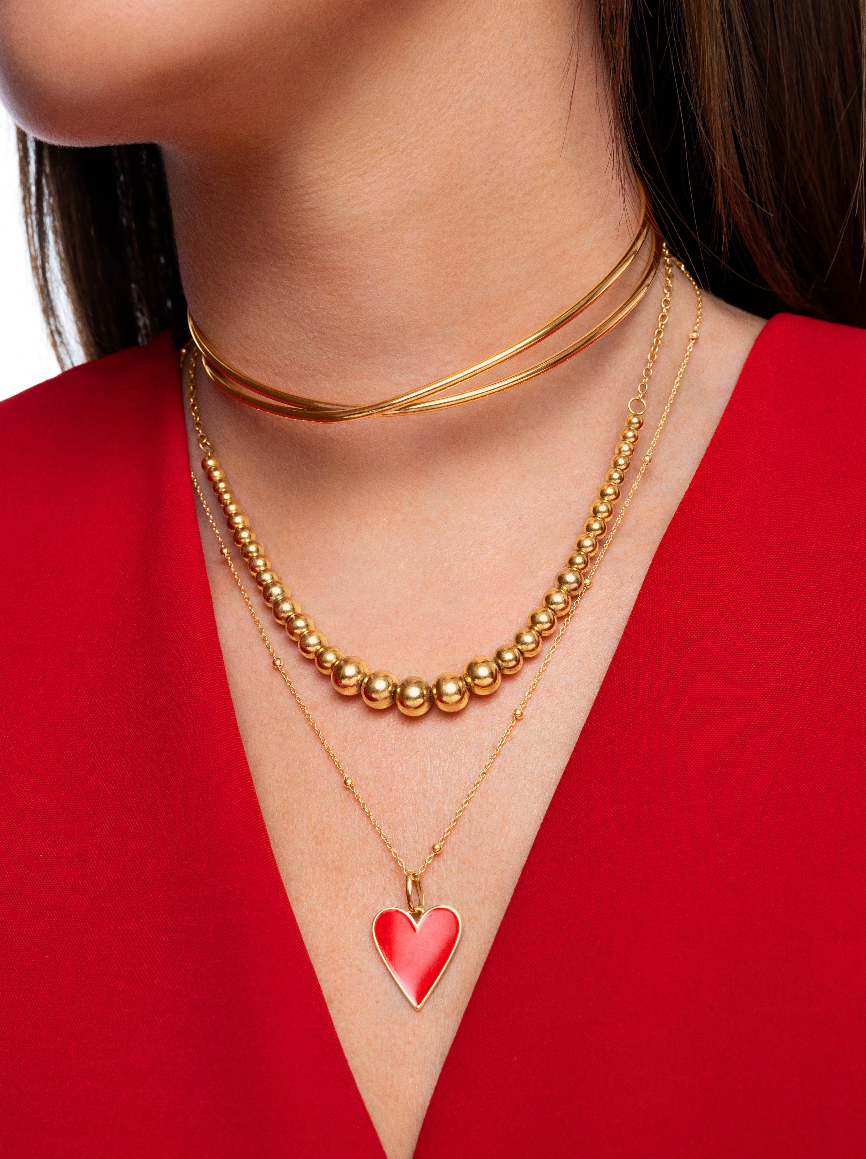 Lovely Red Heart Enamel Gold Charm