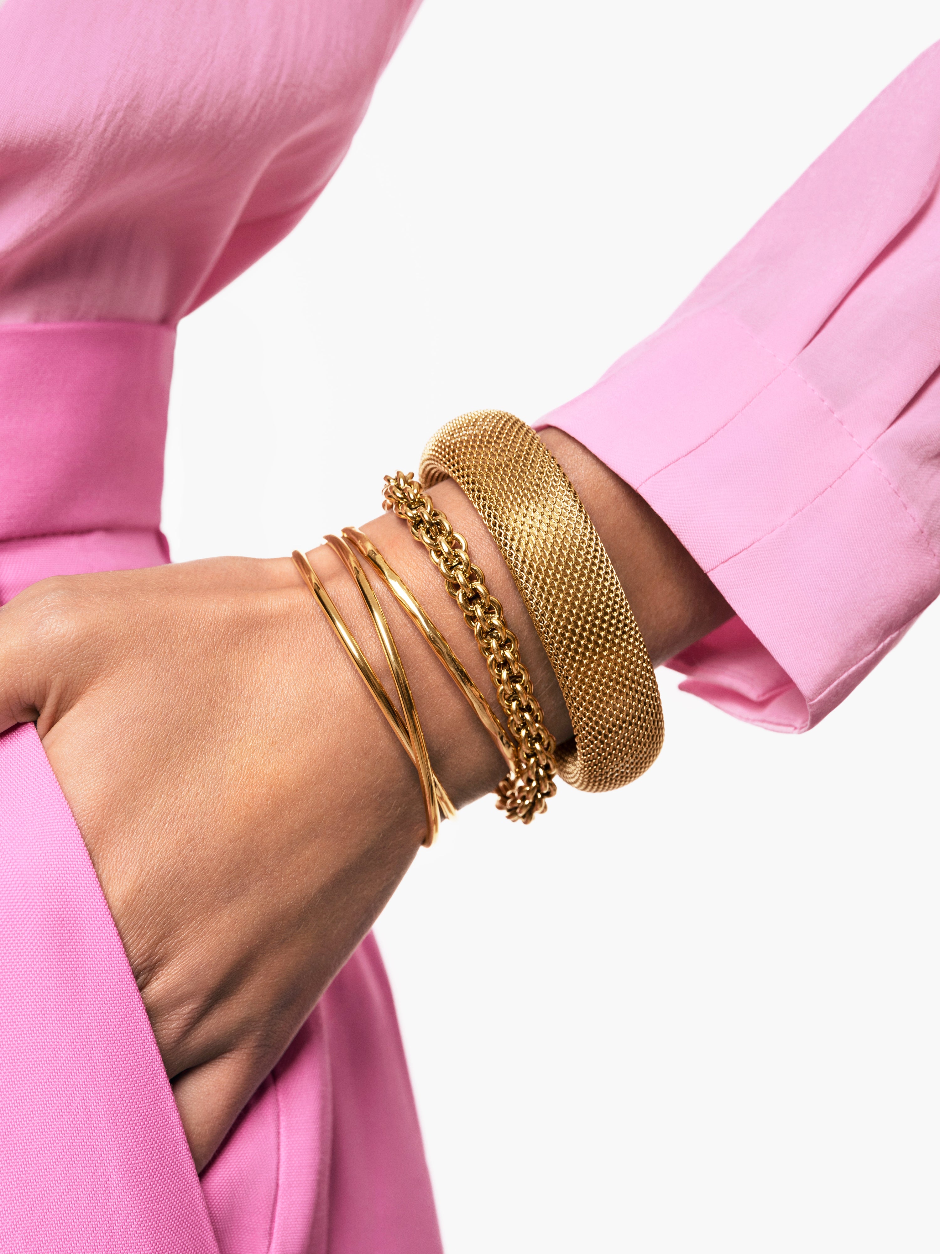 Mesh Stainless Steel Gold Bracelet 