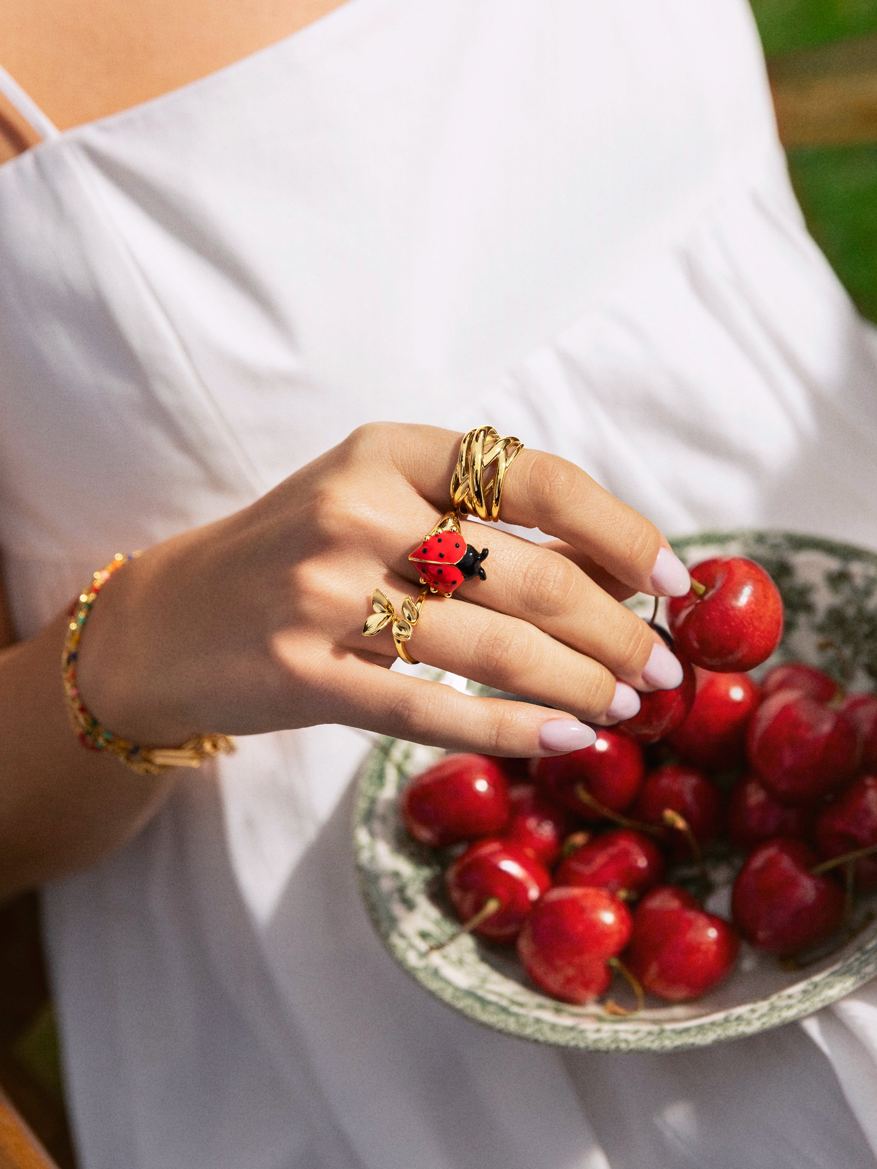 Anillo Mariquita Baño Oro