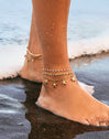 White Dots Anklet Steel Gold Plated