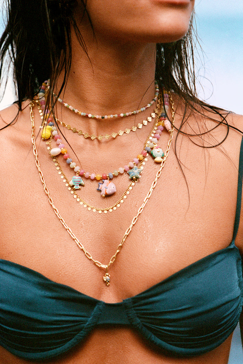 Shells Kette, Edelstahl vergoldet