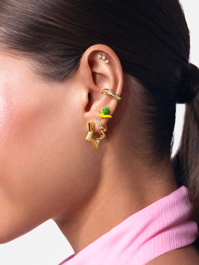 Boucle d'oreille seule Créole Cléo M Couleurs Plaqué Or