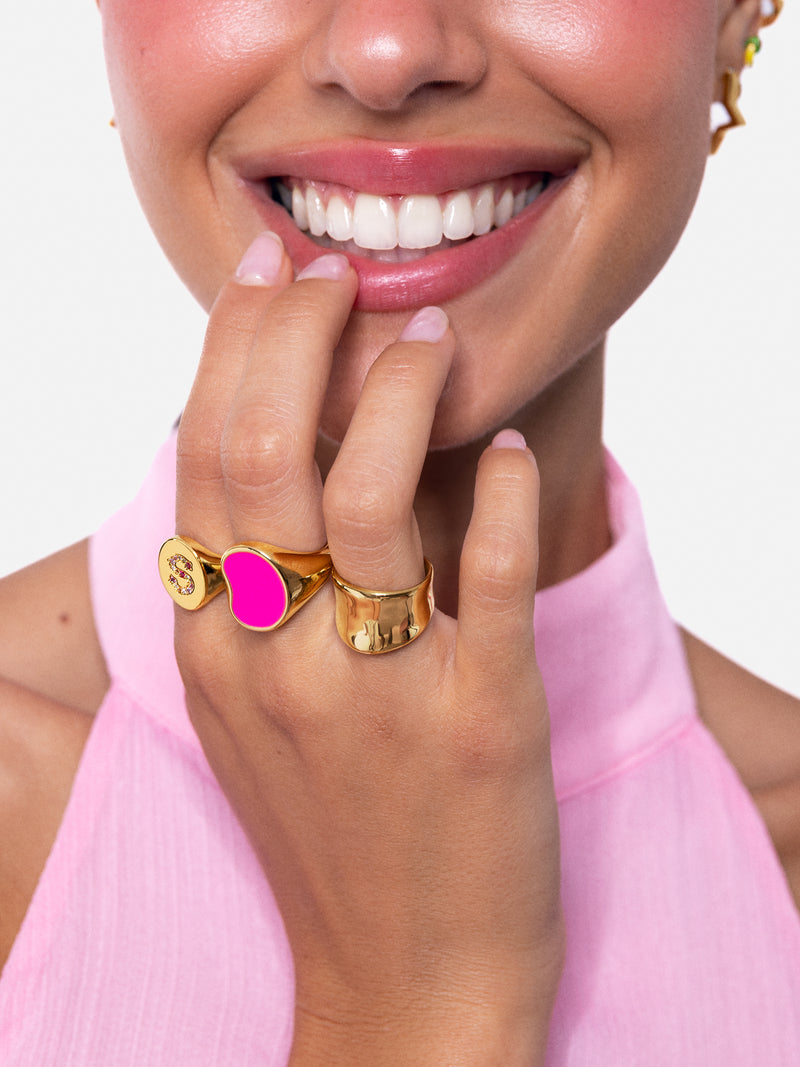 Bague Personnalisée Signet Letter Colors Plaqué Or