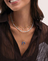 Colar Mini Lua Azul Aço Banho Ouro