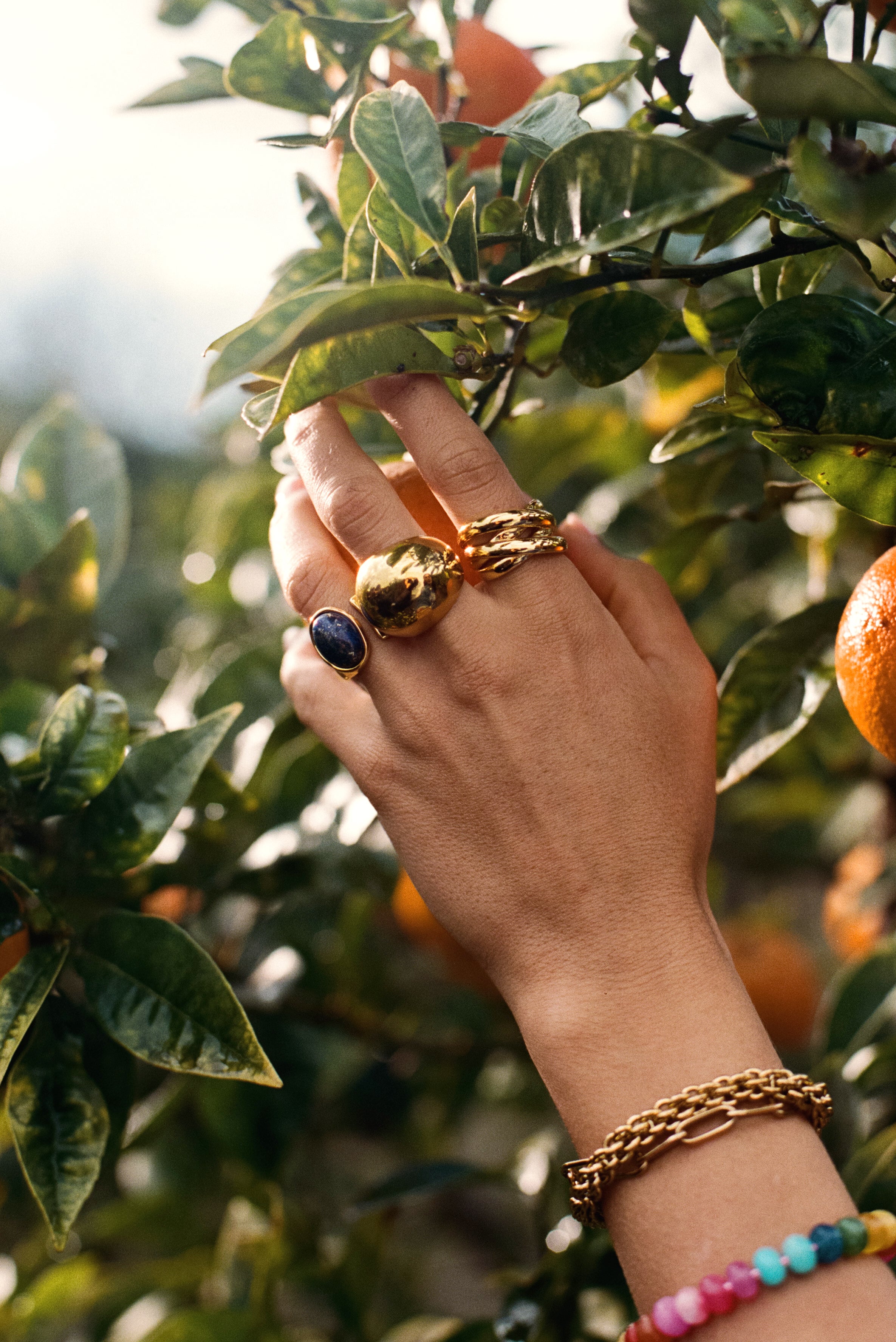 Indigo Blau Ring Edelstahl vergoldet