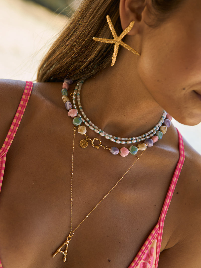 Pompeya Turquoise Stainless Steel Gold Necklace
