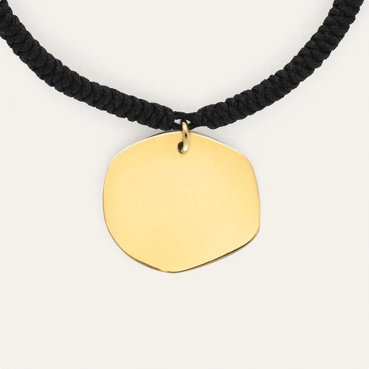 Personalisierbares Armband Medaillon Organic Schwarz Stahl Vergoldet