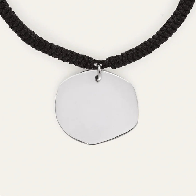 Personalisierbares Armband Medaillon Organic Schwarz Stahl