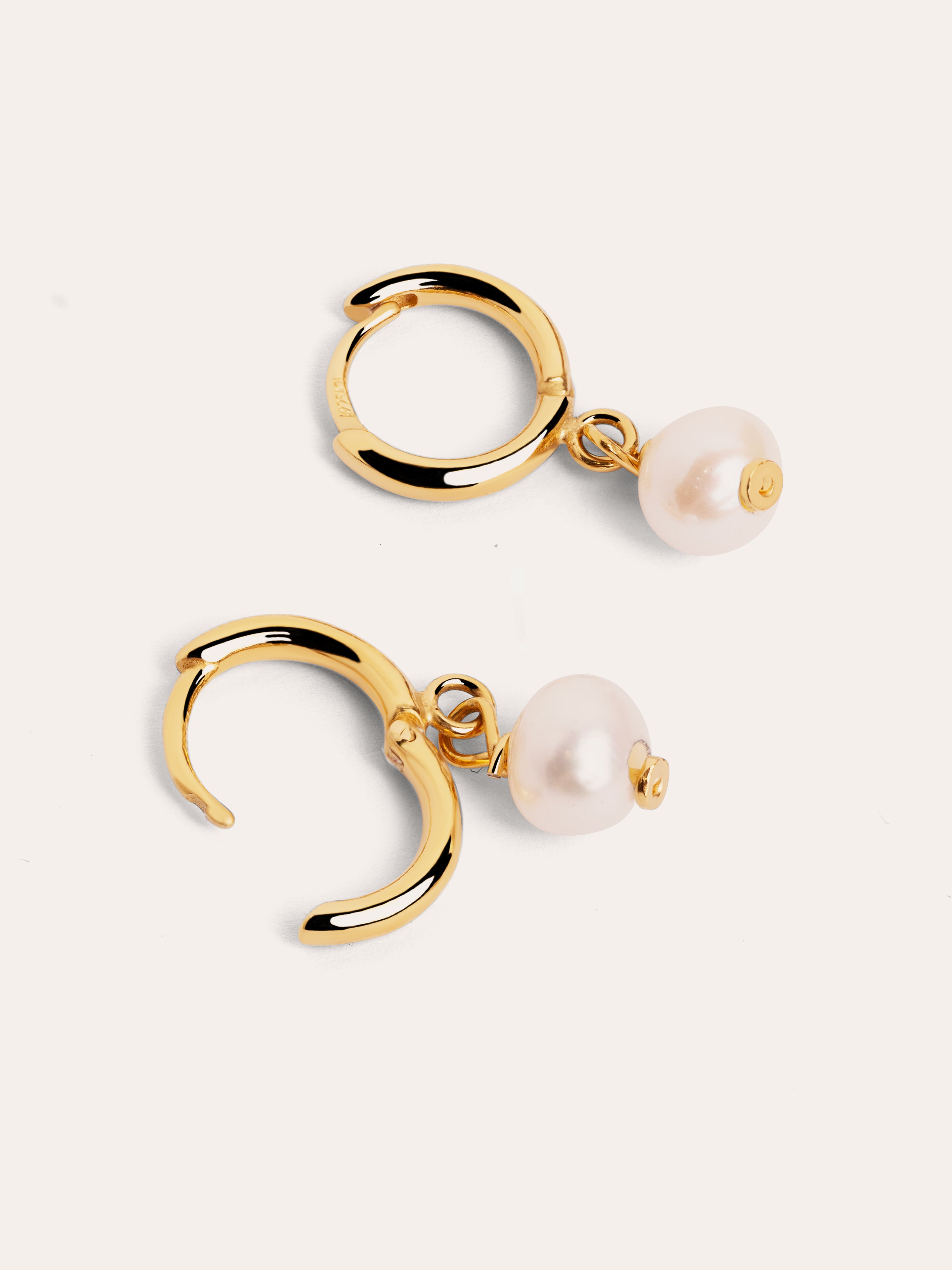 Pearl Gold Hoop Earrings