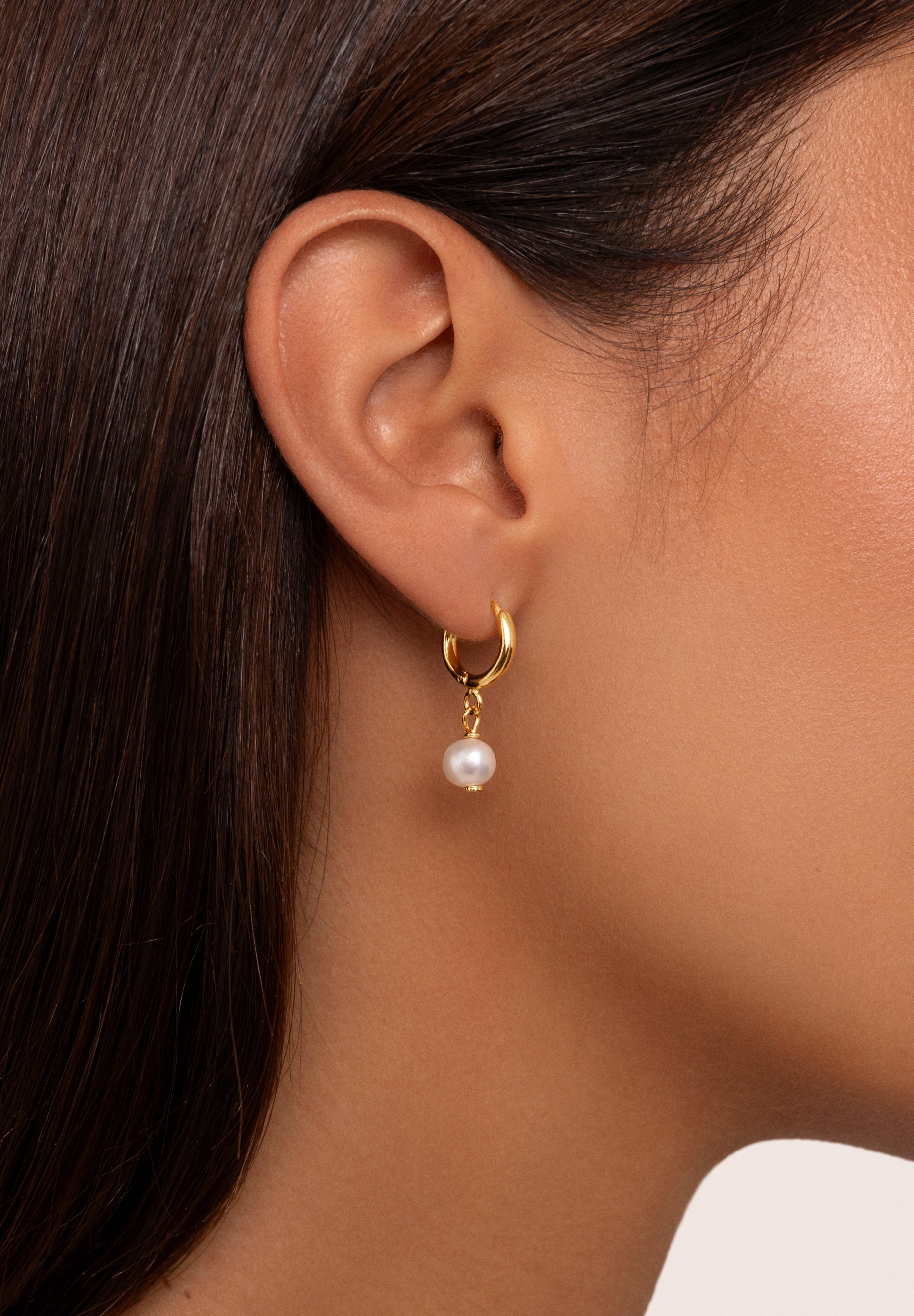 Pearl Gold Hoop Earrings