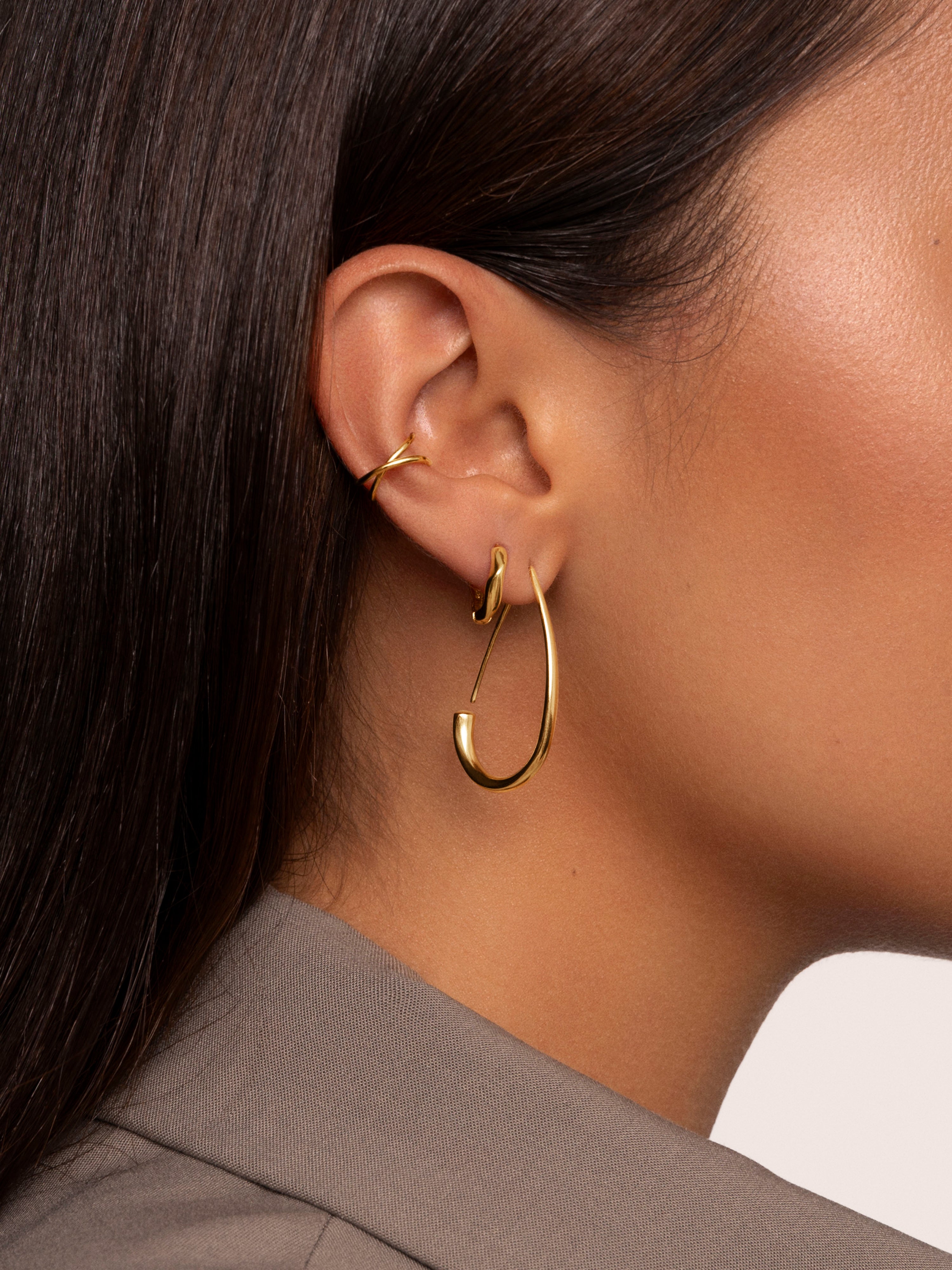 Gold Arch Drop Earrings