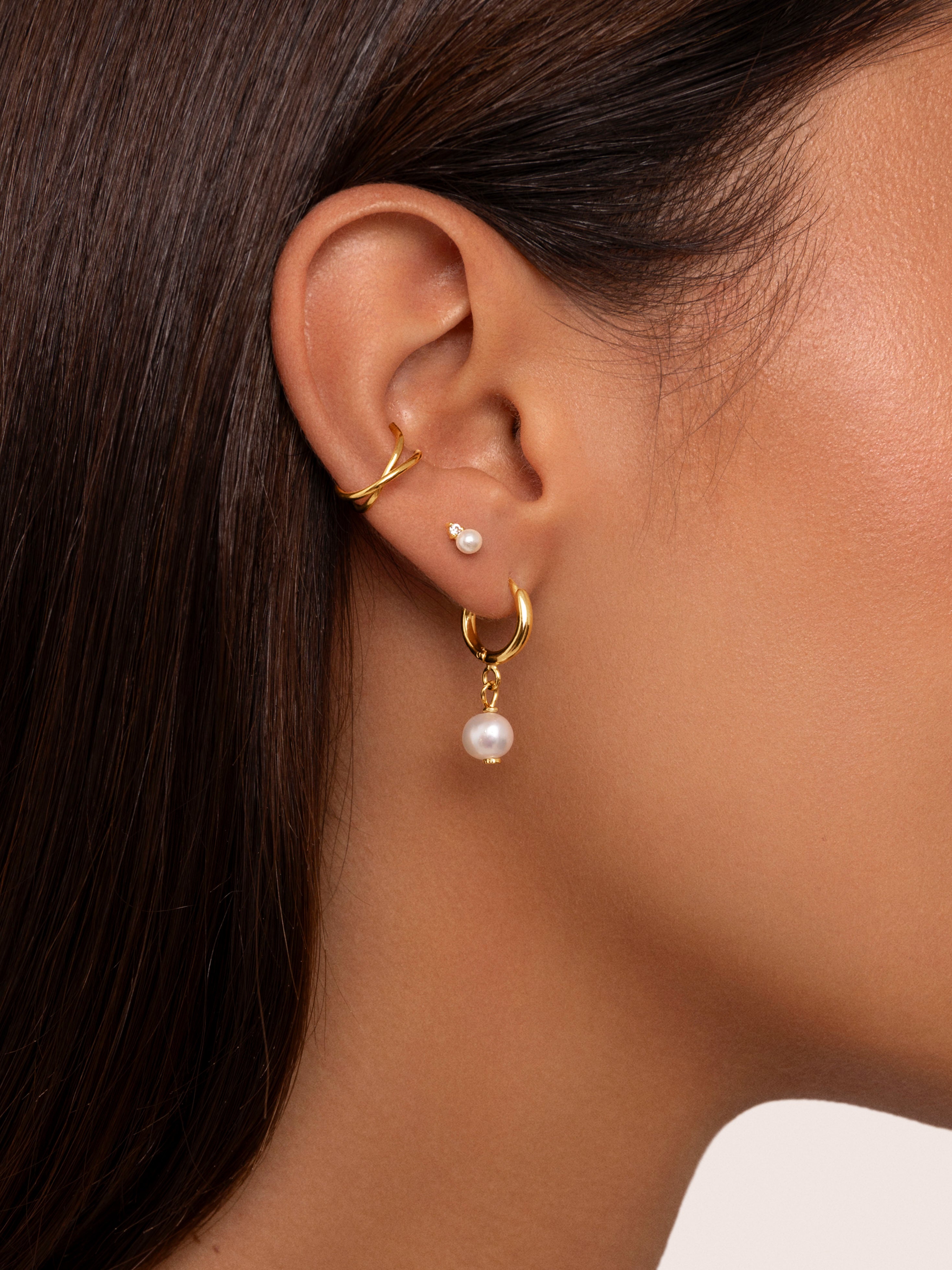 Pearl Spark Gold Single Earring