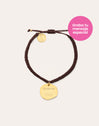 Personalisiertes Medallion Armband Braun, vergoldet