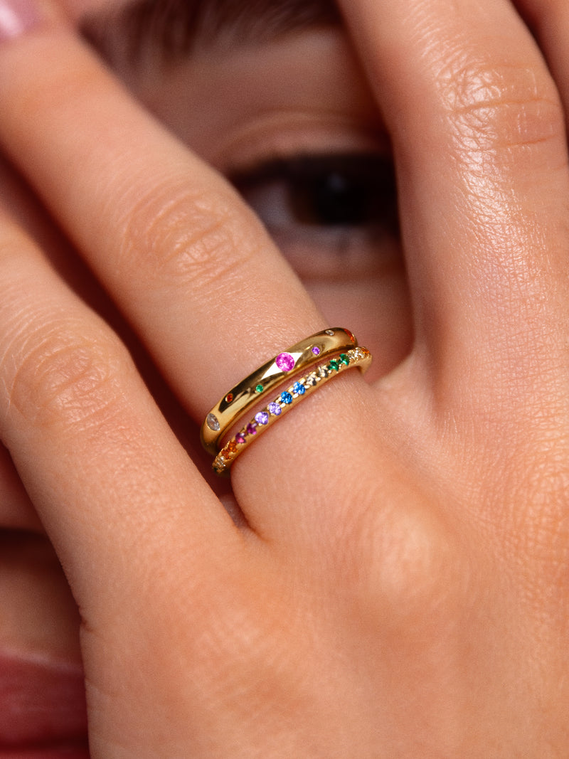 Cleo Colors Ring Silber, vergoldet