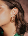 Pendientes Doble Organic River Acero Baño Oro