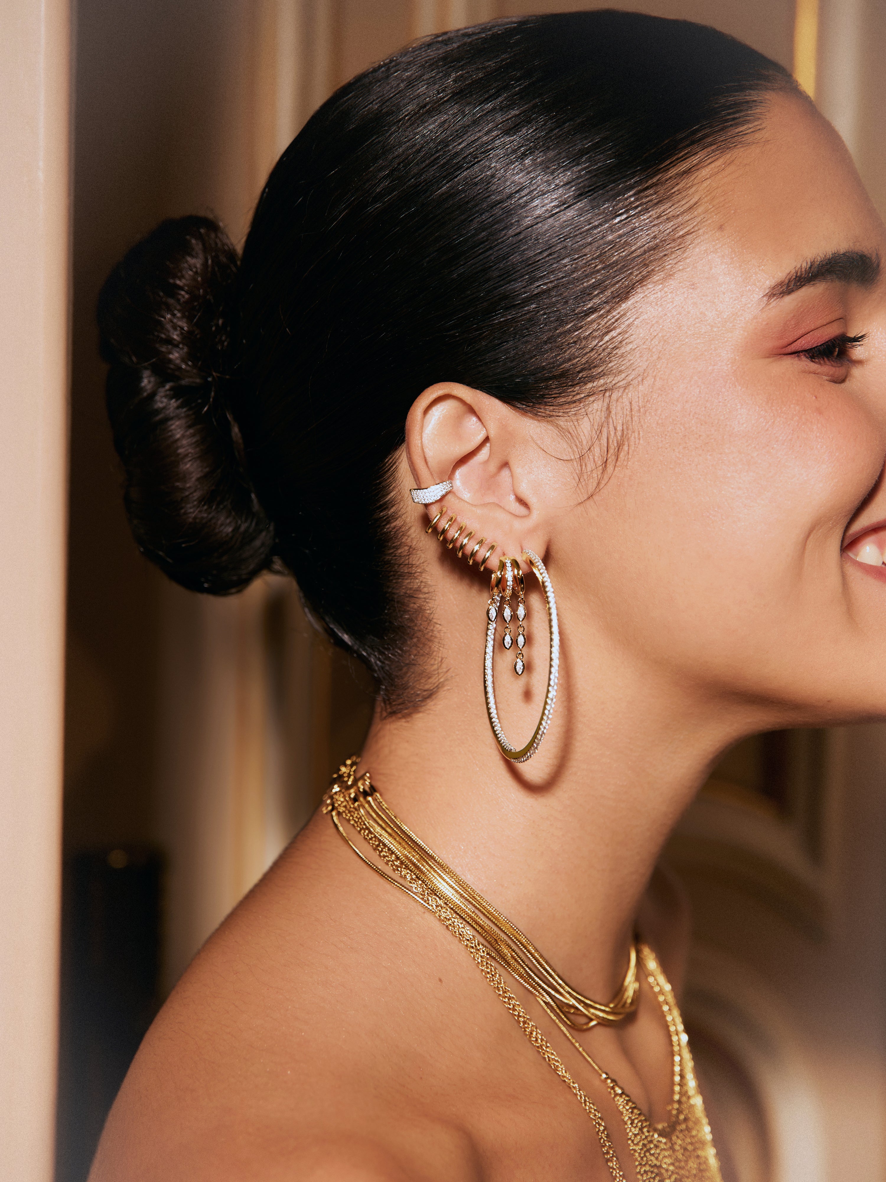 Pendiente Suelto Triple Drip Baño Oro