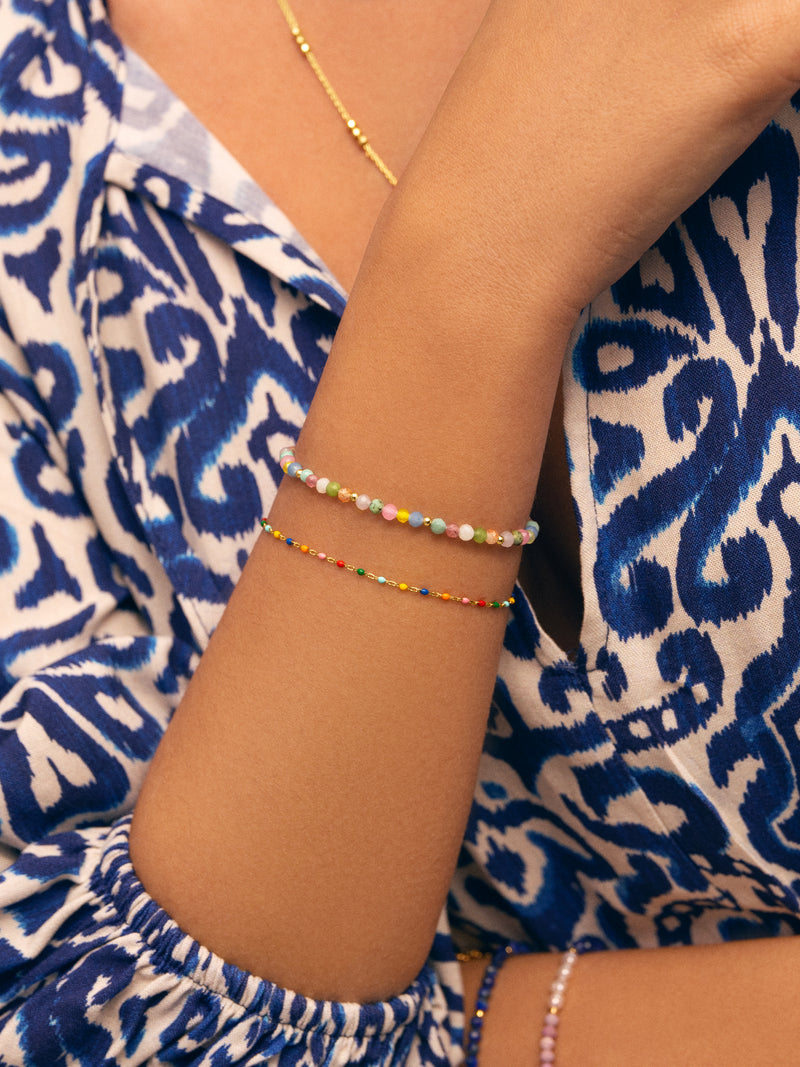Dots Colors Enamel Armband Silber, vergoldet