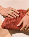 Blatt Ring Edelstahl, vergoldet