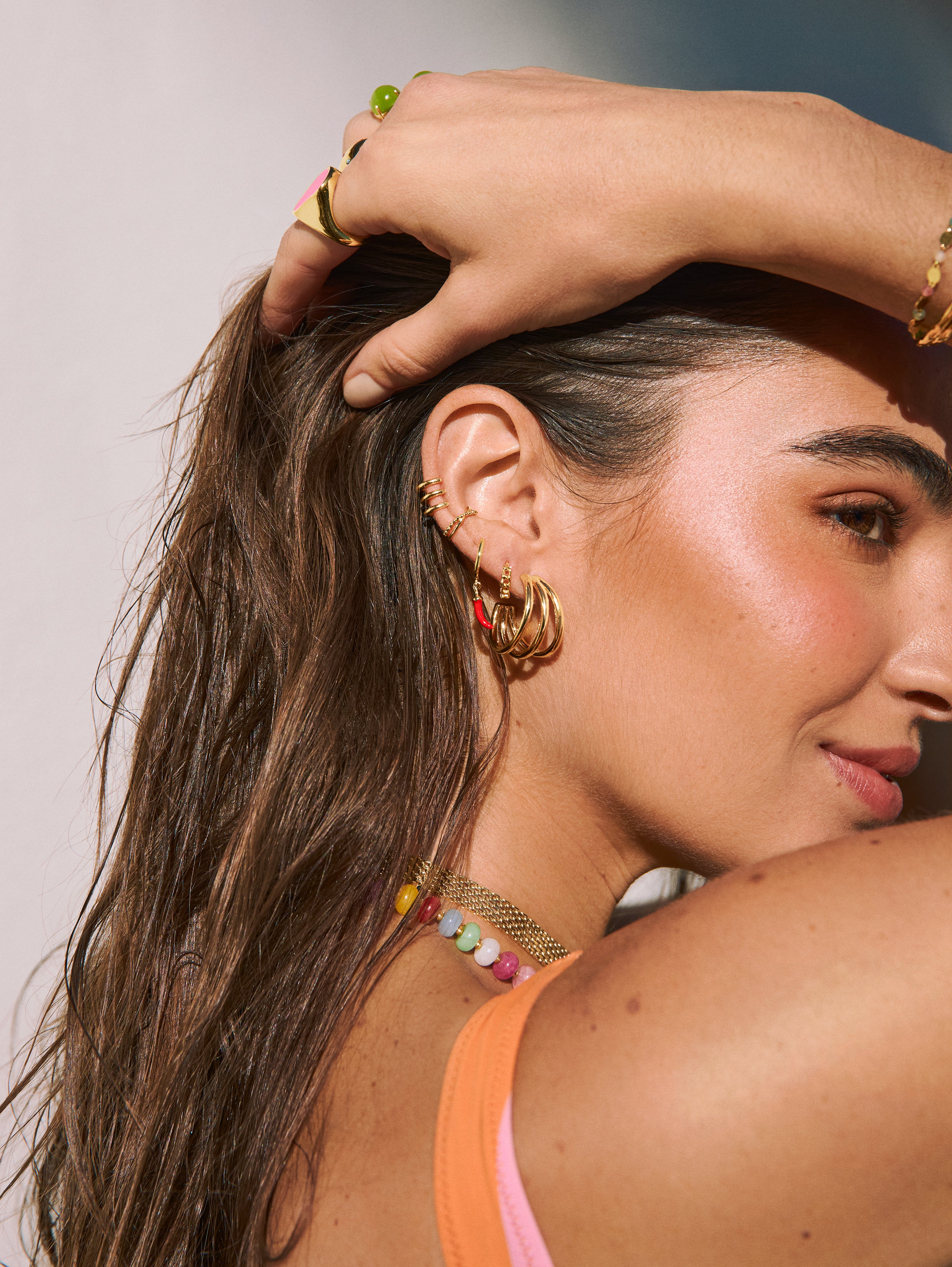 Pendientes Aro Triple Baño Oro