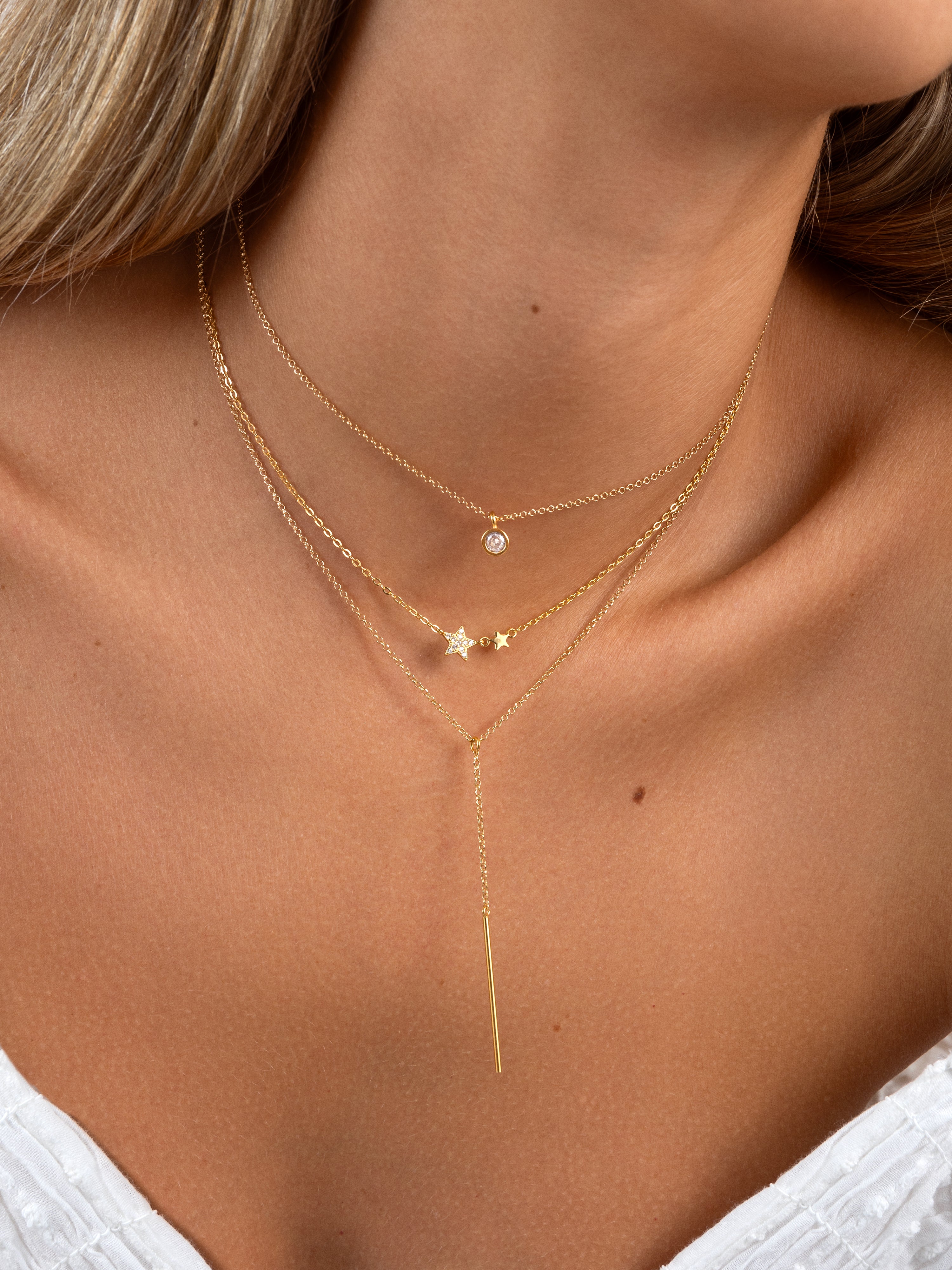 Duo Stars Gold Necklace