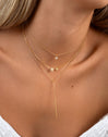 Collar Y Stick Plata Baño Oro
