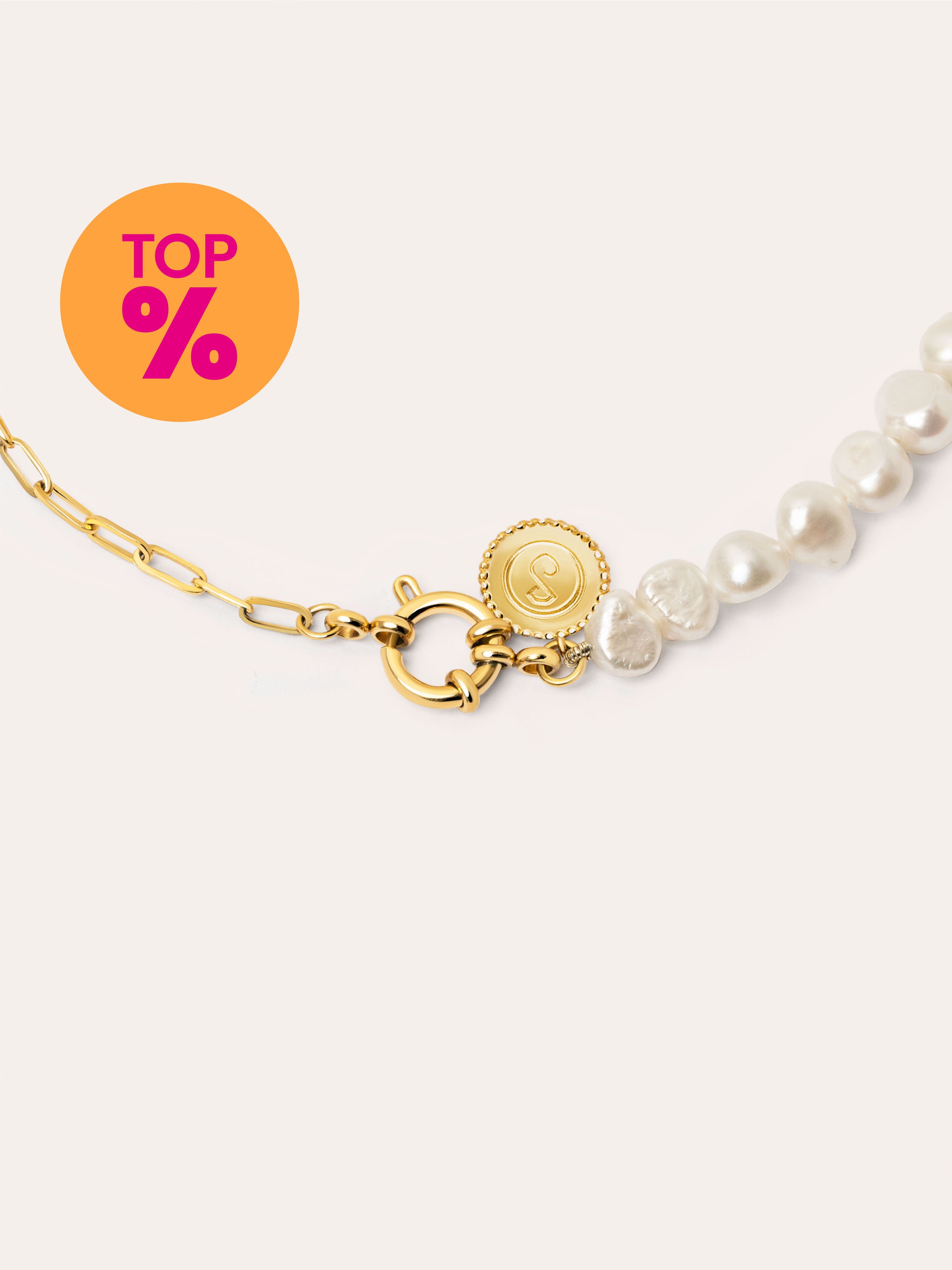 Colar Chic Pearl Aço Banho de Ouro