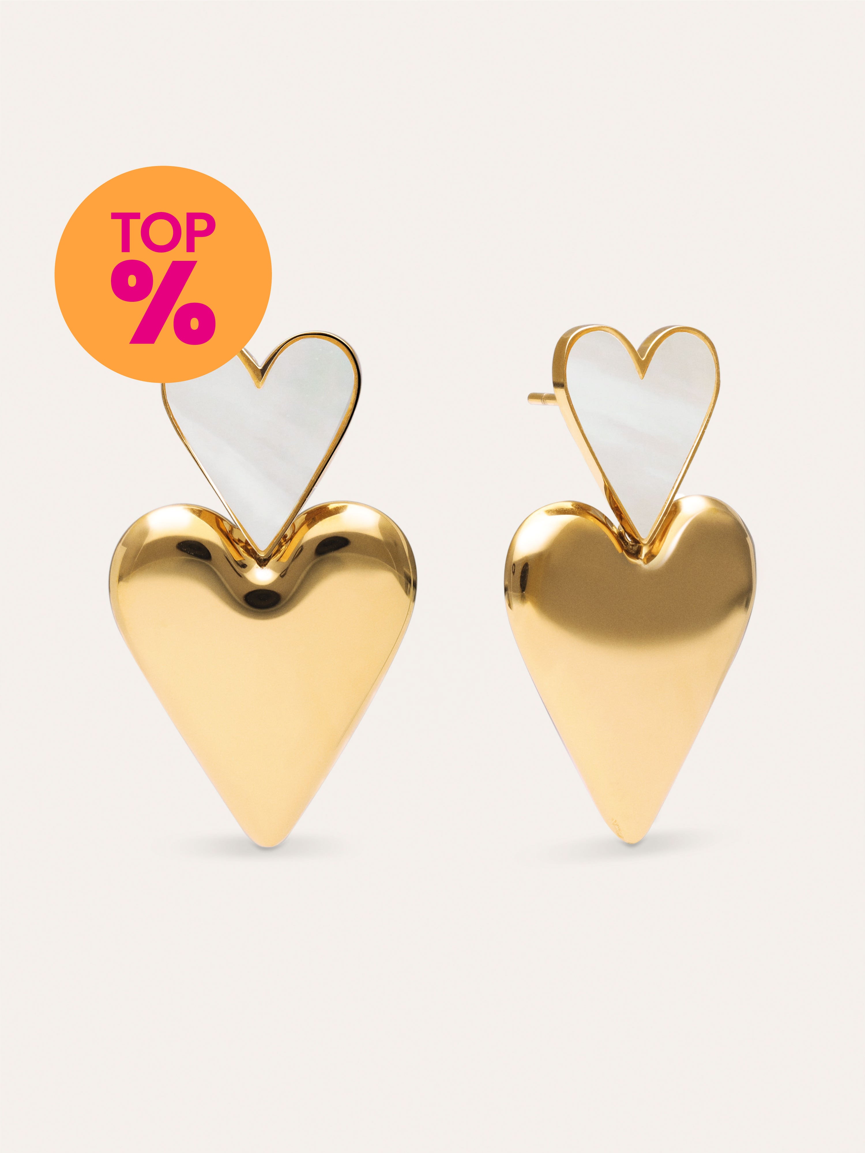 Brincos Duo D'Amour Nácar Aço Banho de Ouro