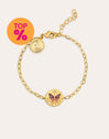 Pulseira Medallion Butterfly Rose Banho de Ouro