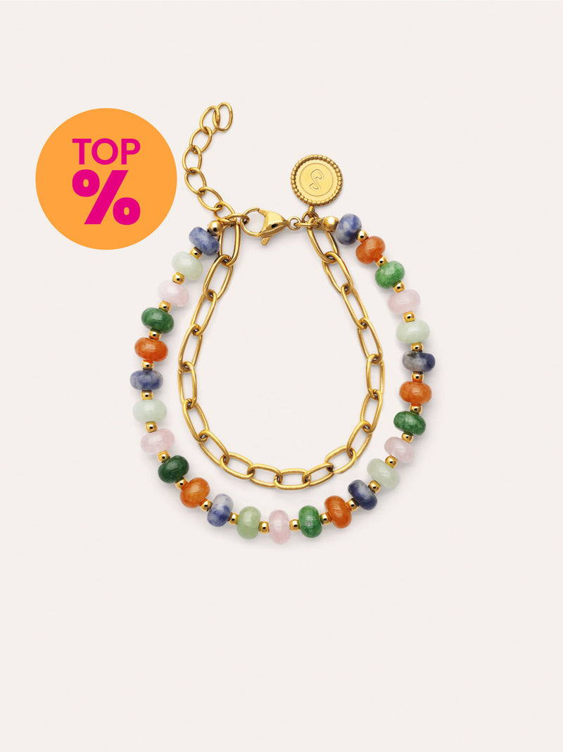 Pulseira Alpine Stones Aço Banho de Ouro