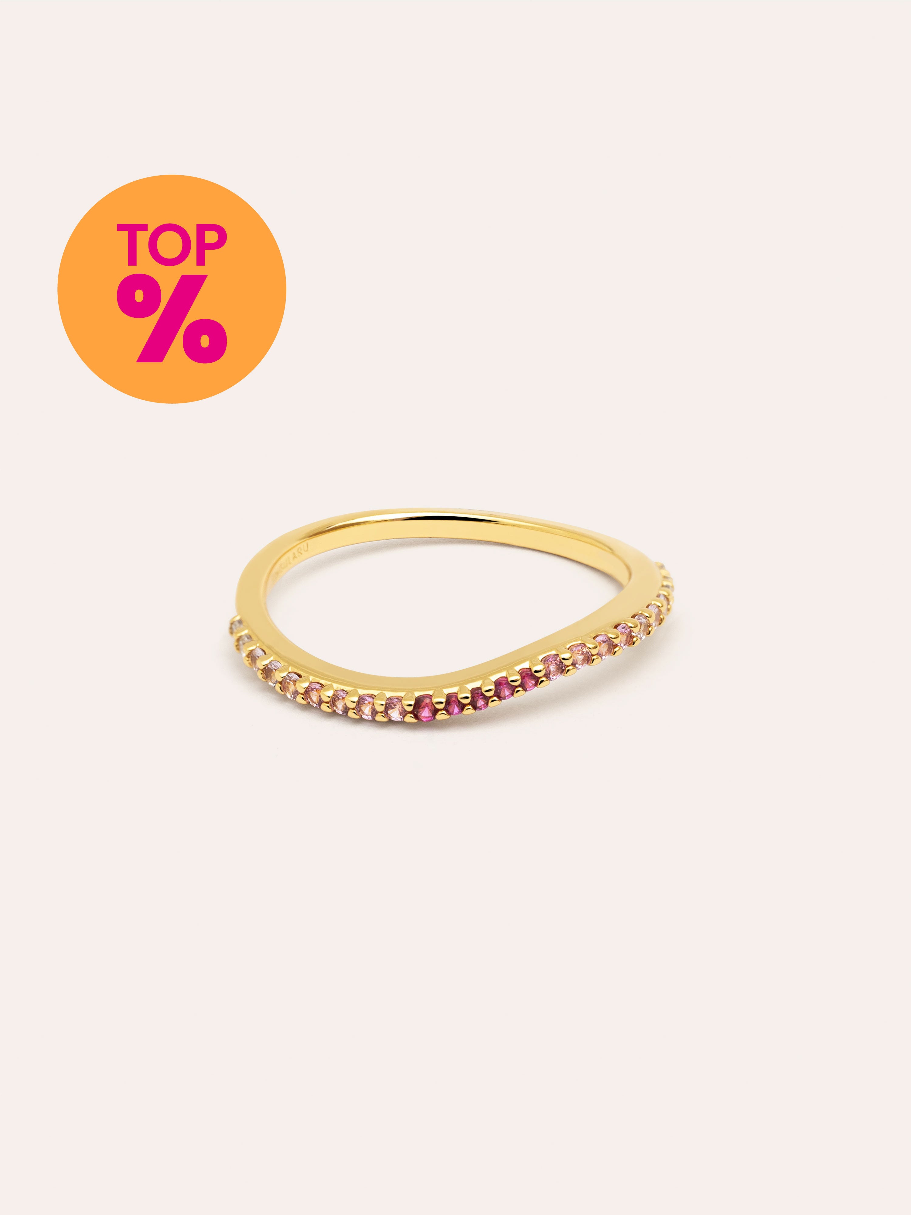 Anel Fino Scarlett Rosa Banho de Ouro