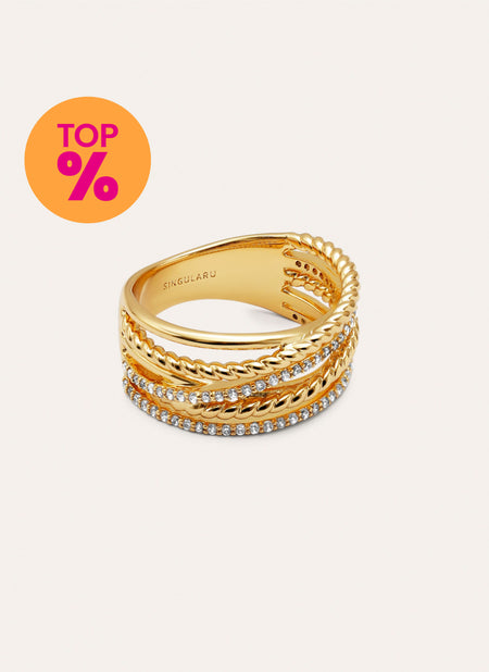 Anello Triplo Cross Spark Placcato Oro