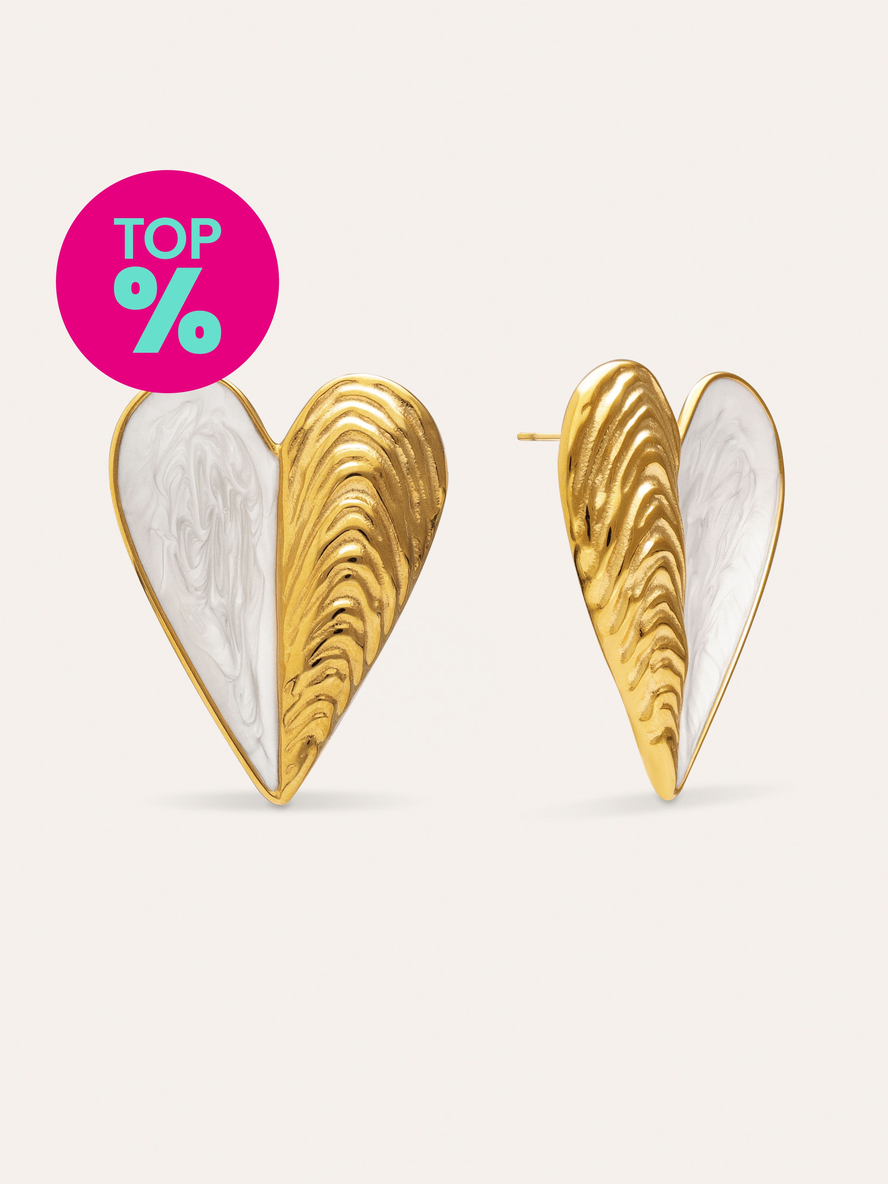 Boucles D'oreilles Coquillage Enamel Acier Plaqué Or