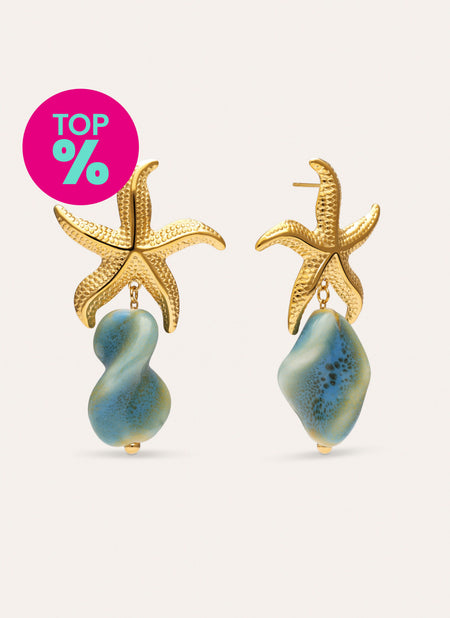 Pendientes Starfish Wave Acero Baño Oro