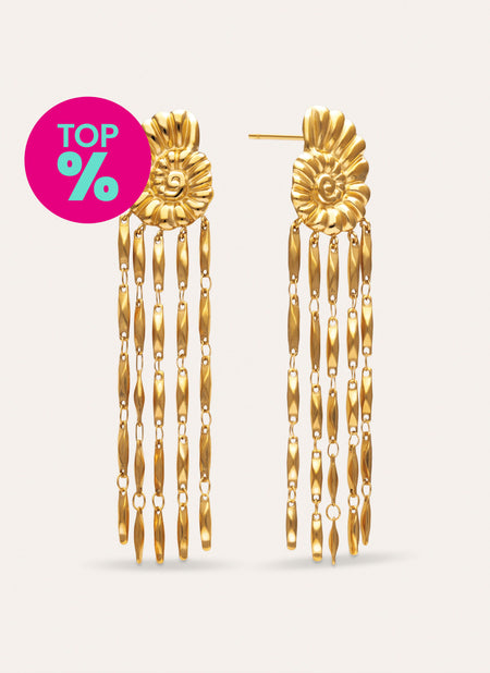 Pendientes Zafira Shells Acero Baño Oro