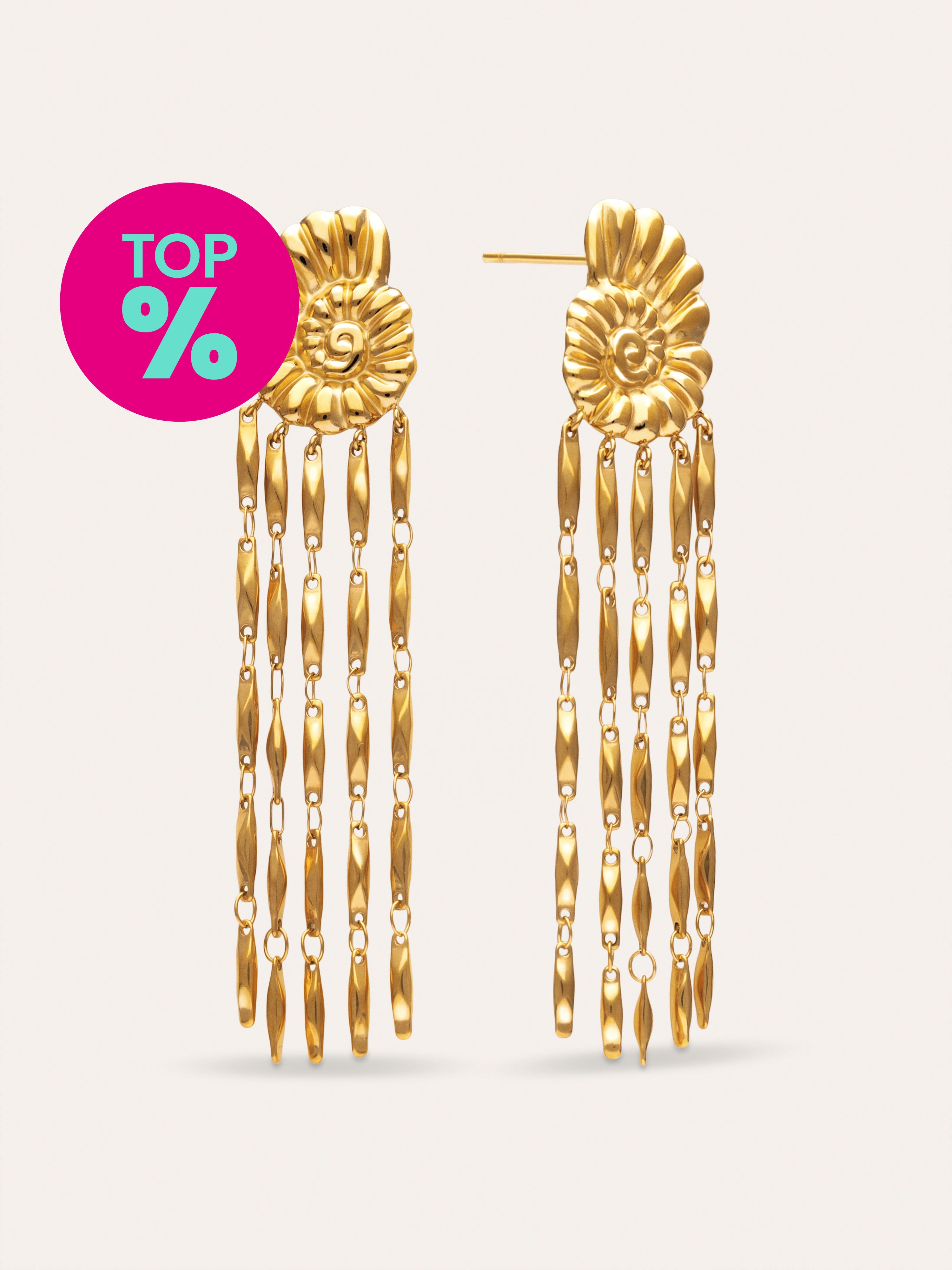 Pendientes Zafira Shells Acero Baño Oro